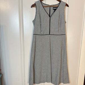Vintage 90s Requirements Black Gingham V-Neck Fit and Flare Dress Size 12